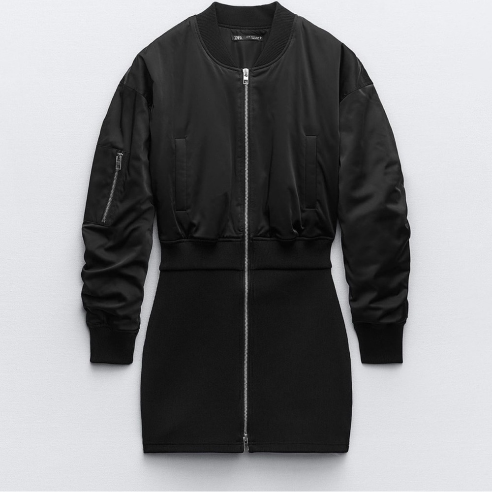 Women's Black Bomber Jacket Dress